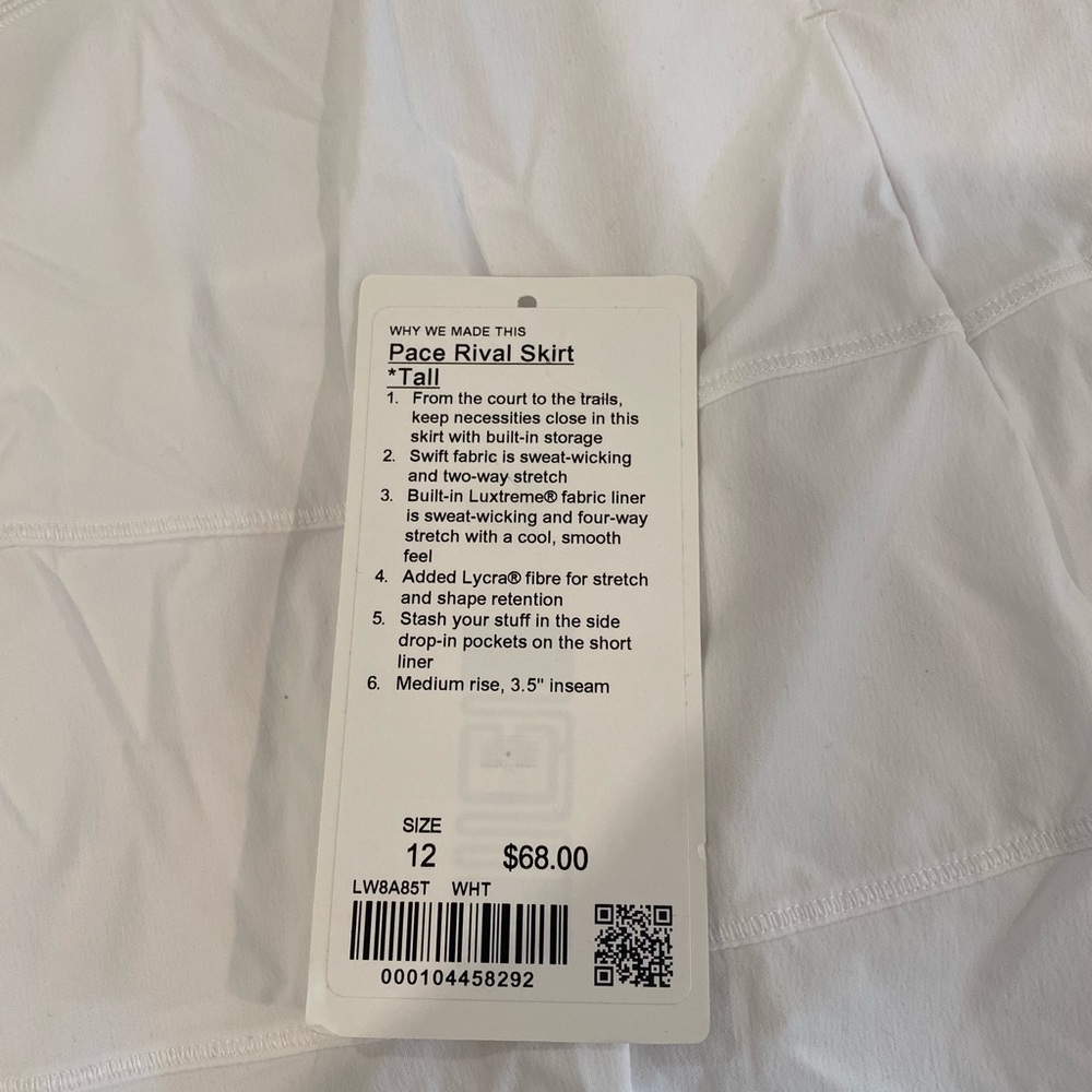 Lululemon Pace Rival Skirt, Size 12 Tall